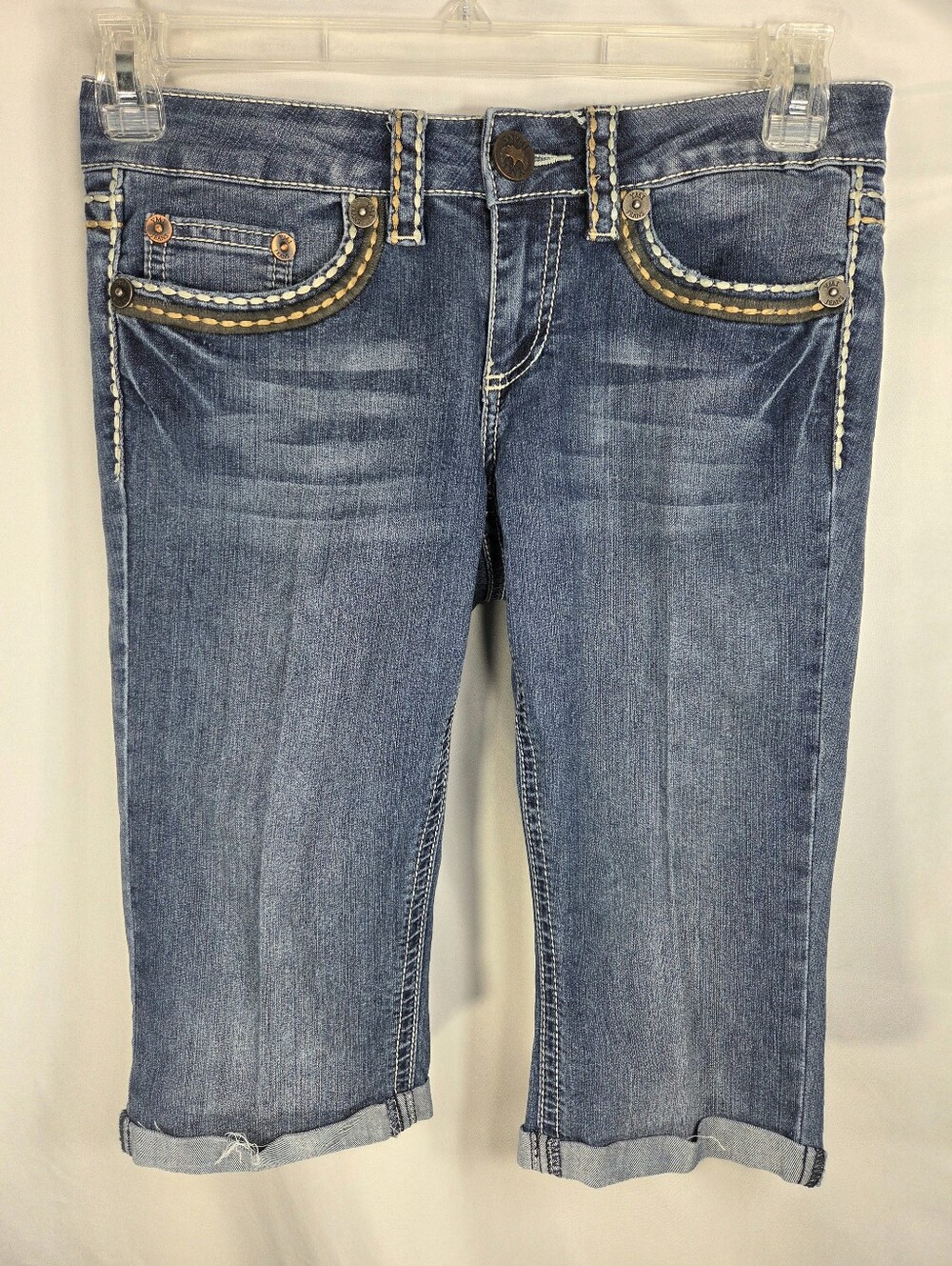 YMI Jeans Blue Y2K Flare Bermuda Cut Off Cuffed, Denim Jean Shorts Size 5